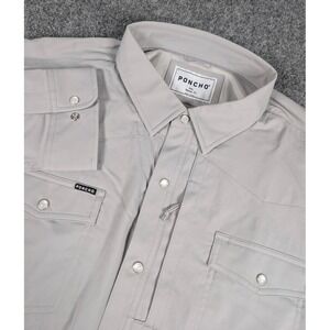 Poncho The San Saba Western Shirt Mens 2XL Reg Fit Gray Long Sleeve Outdoor
